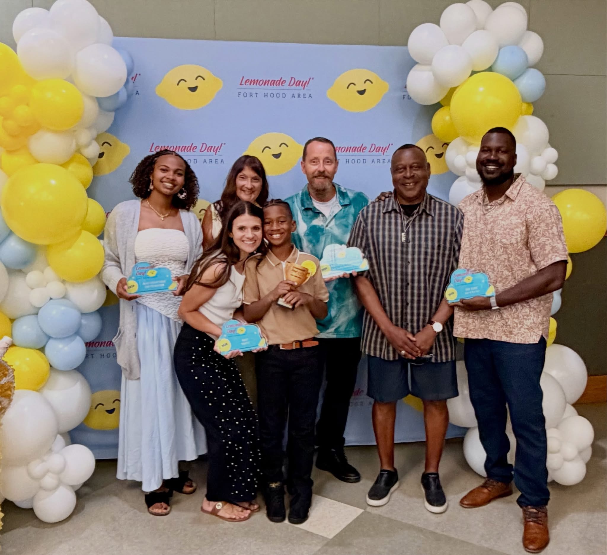 Trenton Buckram is all smiles after winning awards, including Youth Entrepreneur of the Year for the Fort Hood Area Lemonade Day. 