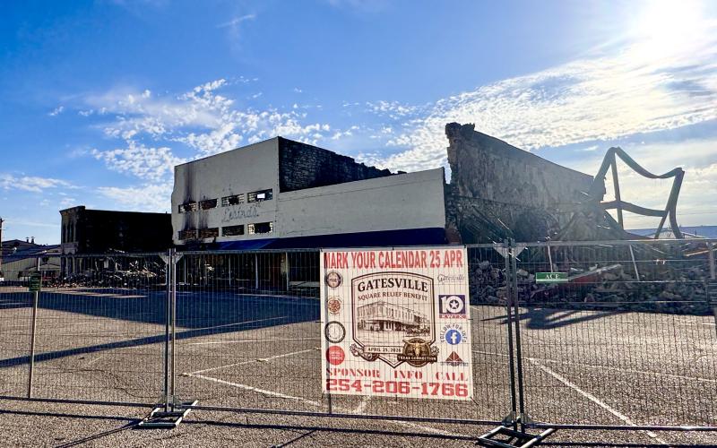 The site of the March 16 fire across from the Coryell County Courthouse is fenced off. A fundraiser is set for April 25 to aid fire departments and employees of businesses affected by the fire.