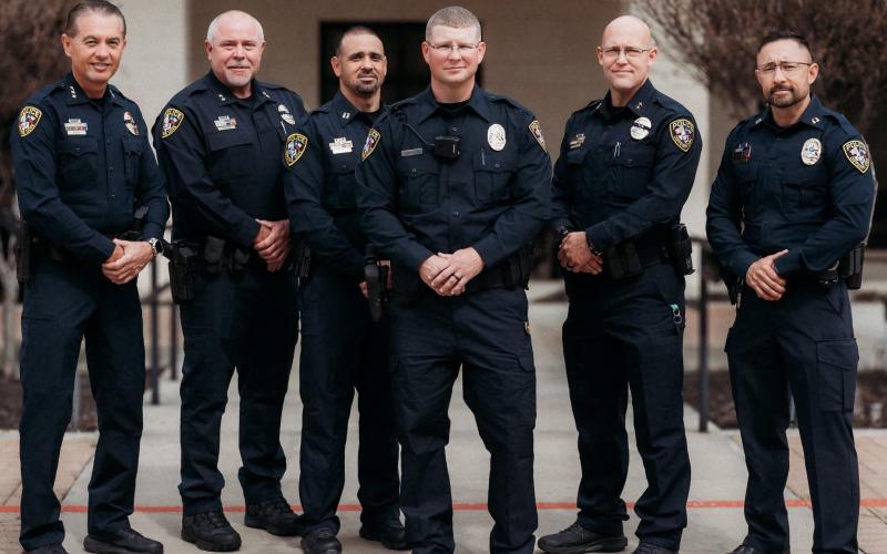 Officer Joseph Calhoun and CopperasCove Police Department leadership after his graduation from the Central Texas College Police Academy.