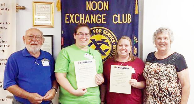 Courtesy Photo - Khrystal Westeen and Arin Newberry were inducted into the Noon Exchange Club of Copperas Cove on September 16. LEFT to RIGHT: Sponsor Past President Sandor Vegh, Khrystal Westeen, Arin Newberry and Sponsor Past Secretary Pat Thomas.