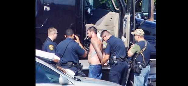 CCLP/LYNETTE SOWELL - Christopher Ronald Bagley surrendered to the Copperas Cove Police Department after a brief standoff near the intersection of North 17th Street and West Avenue B on Sunday afternoon. Bagley had been wanted since Wednesday by Lampasas County on felony warrants and parole violation.