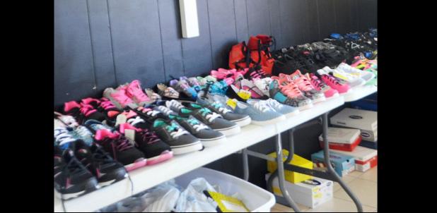 CCLP/LYNETTE SOWELL - Rows of shoes are lined up inside the Mission Casa building on Casa Drive in preparation for the church’s inaugural Shoozapalooza, to be held on August 6 from 11 a.m. until 3 p.m.