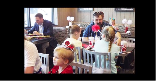 CCLP/PAMELA GRANT - Fathers and their daughters enjoy the princess themed Daddy/Daughter Date Night offered by Chick-fil-A Saturday evening.