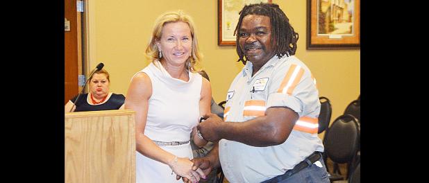 CCLP/LYNETTE SOWELL - Robert Mitchell is recognized at Thursday evening’s city council workshop for his 10 years of service to the City of Copperas Cove. Mitchell is a driver for the Solid Waste Department.