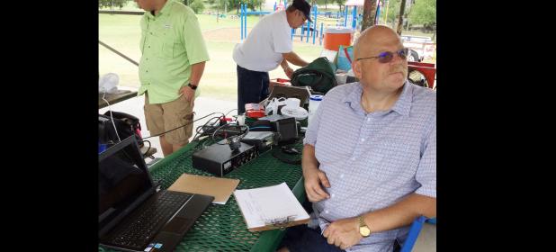 CCLP/CHUCK TAYLOR - Deputy Fire Chief and Emergency Management Coordinator waits by the radio at last weekend’s ham radio field day, held annually across the nation.