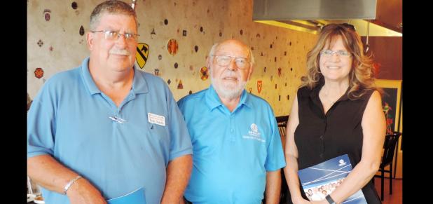 Courtesy Photo - Optimist Club President Sandor Vegh recognizes Anthony Smith and Susan Ayres as the newest members of the Copperas Cove’s Optimist International Club during the June 16 meeting.