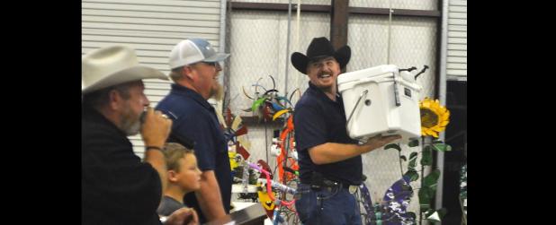 CCLP/LYNETTE SOWELL - A Yeti cooler was among the items auctioned off at Saturday night’s all-you-can-eat fajita dinner and auction held at the Oakalla Volunteer Fire Department.