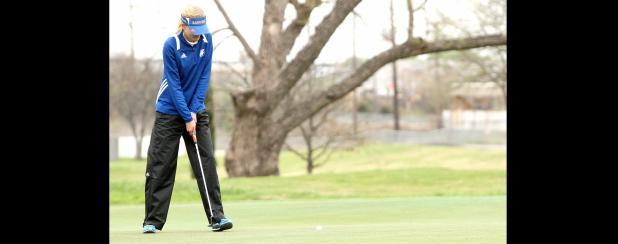 CCLP/TJ MAXWELL - Copperas Cove freshman Maddie Miller watches her putt fall in the cup during day two of the Marvin Dameron Invitational two-day tournament at the Cottonwood Creek Golf Course in Waco on Saturday. Miller shot a combined 193 to lead the squad.