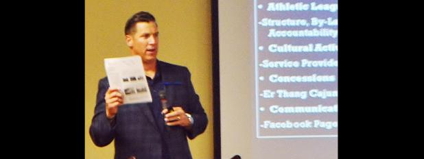 File Photo - Copperas Cove Parks & Recreation director Joe Brown speaks to the group at a past town hall meeting held by the Parks & Recreation department. Another meeting is set for tomorrow at 5:30 p.m. at the Copperas Cove Civic Center.