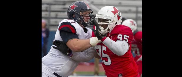 CCLP/TJ MAXWELL - Copperas Cove alum Tyrell Thompson battles with Northwest Mississippi’s Chase Johnson as Thompson’s Trinity Valley Community College Cardinals defeated the Rangers 34-24 in the 16th Annual C.H.A.M.P.S. Heart of Texas Bowl held Saturday at Bulldawg Stadium.