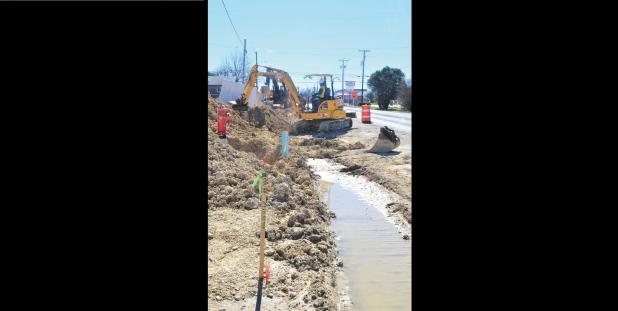 CCLP/LYNETTE SOWELL - A crew for TxDOT works on the F.M. 116 widening project which has been under way since July 2016. Next week the project will be relocating 18-inch water transmission line and the city will be enforcing its stage 4 water conservation plan from Feb. 27 through March 2.