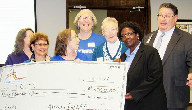 CCLP/BRITTANY FHOLER - Altrusa International Inc. of Copperas Cove donated $3,000 to Copperas Cove Independent School District and presented the board of trustees with the check at Tuesday’s board meeting.