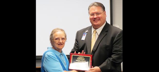 CCLP/DAVID J. HARDIN - Brenda Graley is retiring after 44 years as a teacher, 40 of those with CCISD. She received an honor from the Board of Trustees during their meeting June 14.
