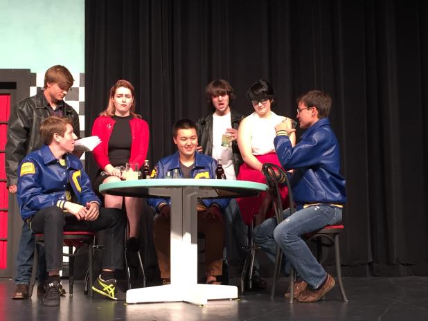 Thirty Copperas Cove High School students bring to life the play, ““The Short Happy Madness of Julian Thaddeus Spring” by  William Gleason this weekend at Lea Ledger Auditorium.  The play is presented December 5 and 6 at 7 p.m. and at 2 p.m. on Sunday.  Actors include (l-r) Dylan Ridpath (sitting), Jonathon Garris, Cheyanne Agnew, Peter Vongohren, Austin Underwood, Elizabeth Sneed, and Juston Case.