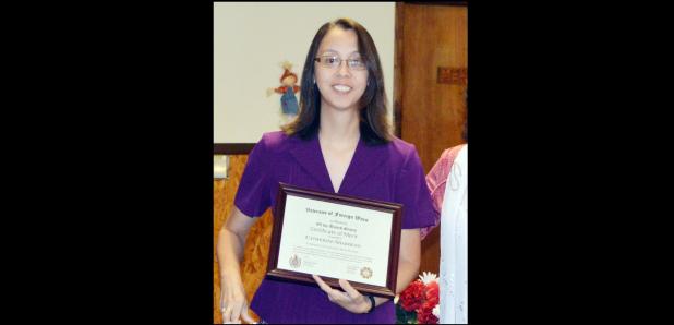 CCLP/File Photo - Catherine Sharbeno was recognized by the Veterans of Foreign Wars District __ as Junior High School Teacher of the Year in January.