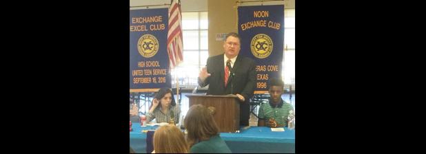 COURTESY PHOTO - Copperas Cove ISD Superintendent of Schools Joe Burns addresses members of the Excel club during their One Nation Under God program.