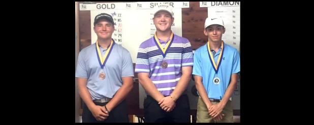 COURTESY PHOTO - Cove golfers, from left, Caden McAnally, Bryce Anderson and Dustin Dean all finished in the top four of theBeltway Junior Tour event at the Hills at Cove Golf Course on Wednesday. McAnally won last week at Blackhawk Golf Club in Pflugerville and Dean won two weeks ago at Sammons in Temple.