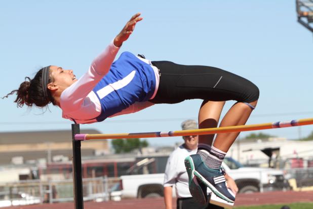 CCLP/TJ MAXWELL Copperas Cove sophomore Aidan Chace makes a leap during the high jump competition Friday at Waco High’s Paul Tyson Field. Chace won the event with a leap of 5-feet, 6-inches to claim the gold.