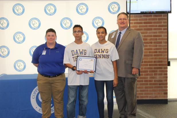 The Copperas Cove ISD Board of Trustees recognized the Copperas Cove High School Tennis team for being one of the top fundraising groups at the annual CCISD Stuff the Bus event held in August.