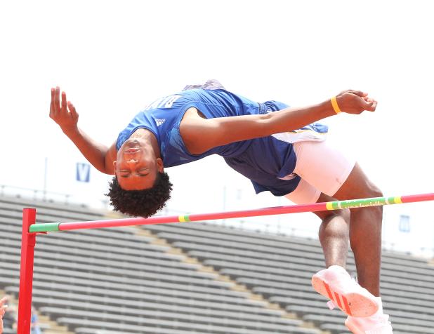 CCLP/TJ MAXWELL Copperas Cove senior Josh Canete competes in the high jump, where cleared 6-feet, 6-inches to win gold at the UIL  Region I-6A Track and Field Championships held at the University of Texas at Arlington’s Maverick Stadium on Saturday. Canete advances to the UIL State Track and Field Championships to be held May 11-13 at the University of Texas’ Mike A. Myers Stadium in Austin.