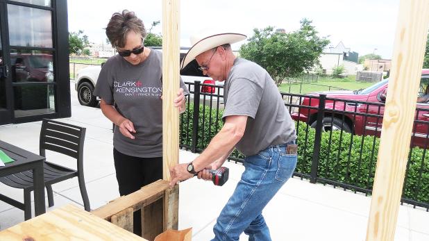 CCLP/DAVID J. HARDIN <br> Danny Smith of Ace Hardware builds a lemonade stand during the Build-A-Stand workshop on Saturday at Copperas Cove Chick-fil-A. The event showed kids how to build their own lemonade stand and prepared them for Lemonade Day 2017 on May 6.