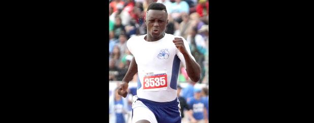 CCLP/TJ MAXWELL - Cove graduate Marcus Brumfield competes at the UIL State Track Meet in May. Brumfield recently signed to run track for Wayland Baptist University.