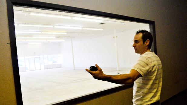 CCLP/LYNETTE SOWELL - Nick Pierce surveys the space that will make up part of the new gym for Fierce Pierce Gymnastics. The gym is moving from Lampasas to Copperas Cove and expects to reopen at their new location within the next two weeks.
