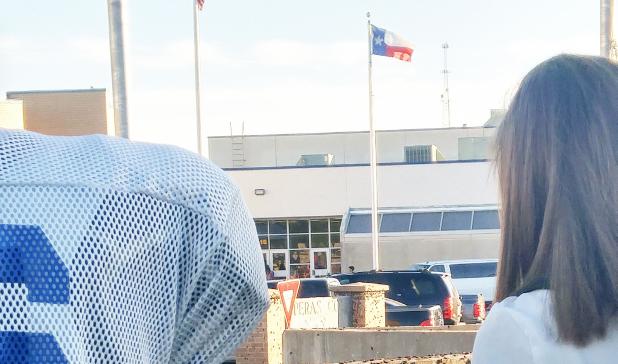 CCLP/LYNETTE SOWELL - Students gather around the flag pole of Copperas Cove High School to participate in the annual See You At the Pole event prior to school, Wednesday morning.