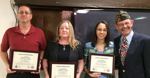 CCLP/DAVID J. HARDIN - Three Copperas Cove teachers swept the VFW District 14 Teacher of the Year awards and were honored in Killeen on Saturday.