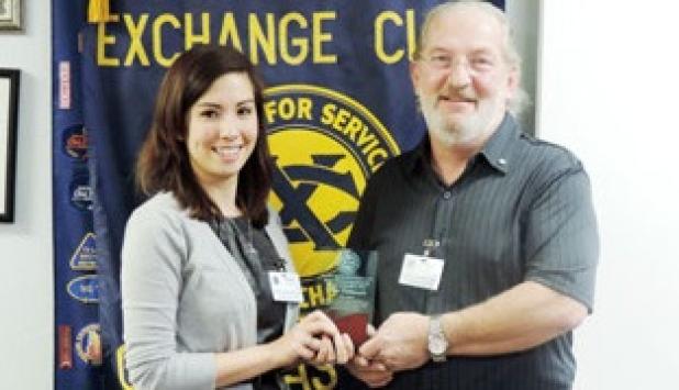 President Dennis Ayres presented Kelly Dalrymple the “Exchangite of the Quarter”. Dalrymple was awarded the plaque for her dedication in promoting the work of the Exchange Club.