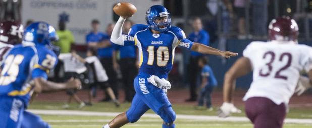 Copperas Cove quarterback Manny Harris throws on the run during the Bulldawgs’ 35-20 homecoming win over the Killeen Kangaroos on Friday. Harris returned after missing three games with a knee injury.