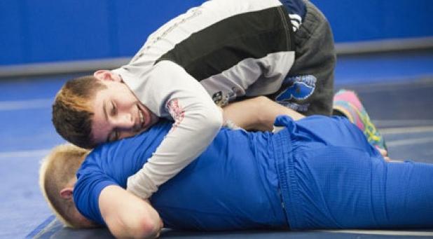 Sophomore Lane Teeter controls his practice partner as he prepares for the state meet. Teeter is the only Copperas Cove representative to head to Garland for competition.