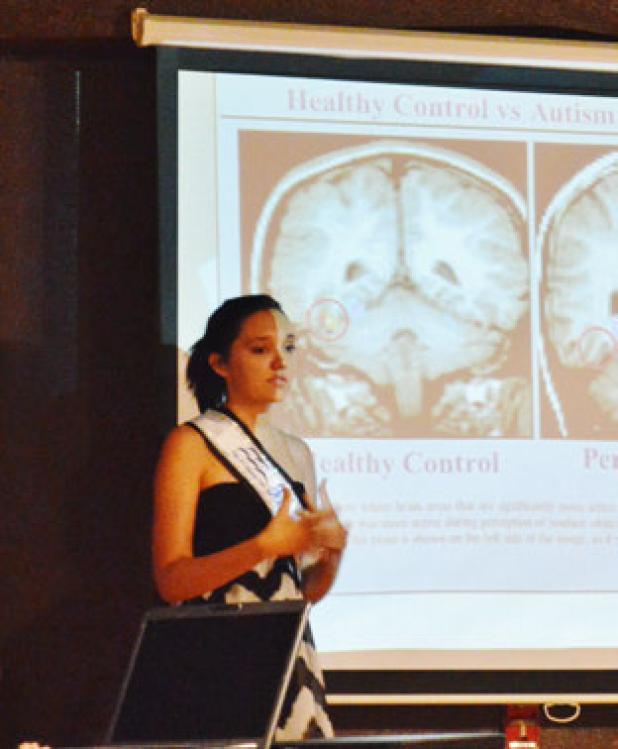 Teen Miss Rabbit Fest Kelseigh Fife discusses the differences in brain scan results between autistic individuals and “typical” brain scans.