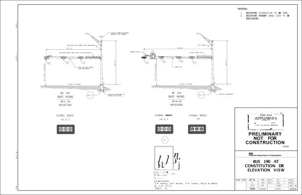 An advance funding agreement was approved for the installation of a U-turn at eastbound Business 190 and Constitution Drive.