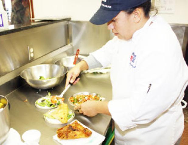 CTC culinary art students practice plating cajun sytle meals this week, preparing for tonights Patio Café.