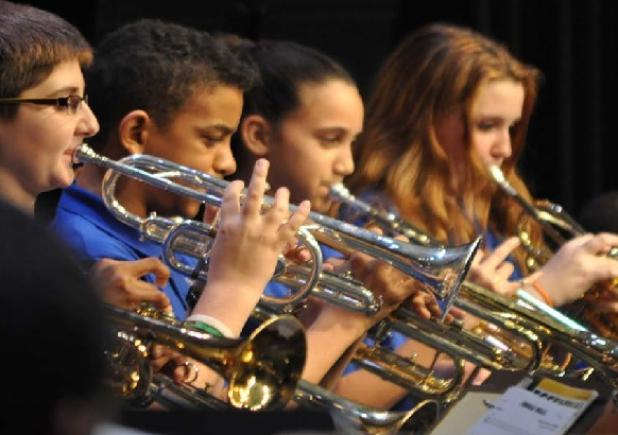 Members of the Copperas Cove Junior High School band perform during their show on Monday.