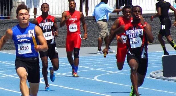 Copperas Cove senior Andrew Leuthner competes in the 4x100-meter run during the Amatuer Athletic Union Junior Olympics in De Moines, Iowa last week.