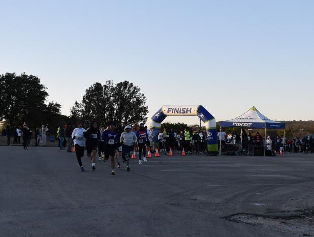 Hundreds of runners take off at the start of this year’s Polar Bear 5k.