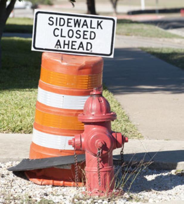 Portions of the sidewalk along Courtney Lane will be closed temporarily due to construction. Alternative walking paths will be provided.