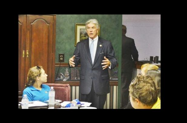 Congressman Roger Williams speaks to the Copperas Cove Chamber of Commerce Ambassadors Tuesday.