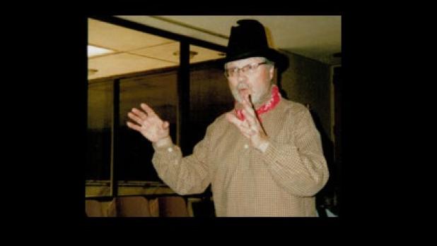 James Powell , the Copperas Cove historian, gives a presentation on the history of the Texas cattle drive during a meeting of the Ben Milam Chapter Daughters of the Republic of Texas.