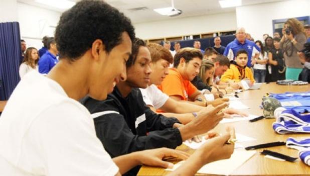 Nine Copperas Cove student-athletes participate in a signing ceremony Wednesday at the school.