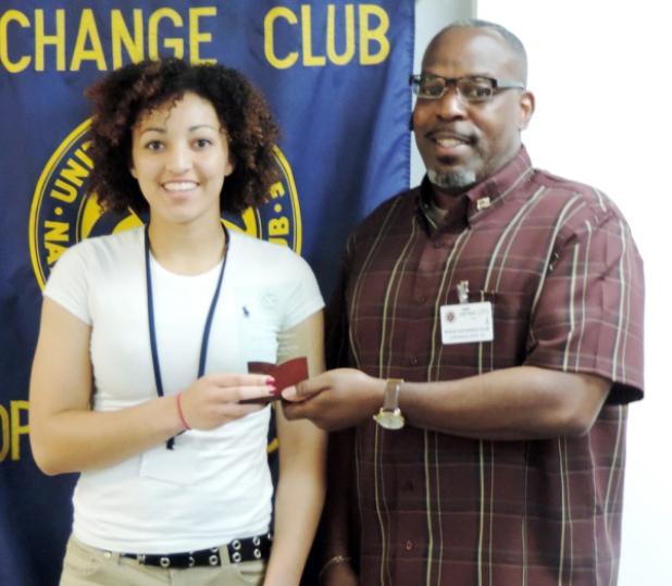 Noon Exchange Club of Copperas Cove Board Member JT Tatum presents Copperas Cove Senior Mikayla Blount the Youth of the Quarter Award during the club’s March 27 meeting.
