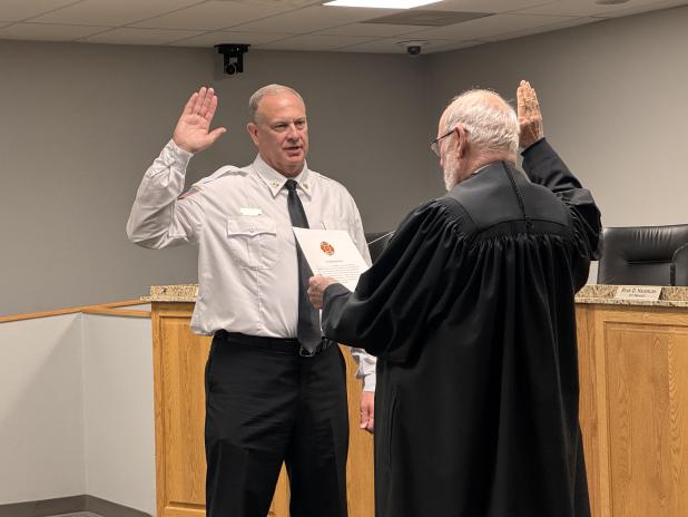 Douglas Matthijetz is sworn in as Copperas Cove fire chief. 