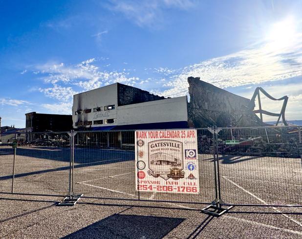 The site of the March 16 fire across from the Coryell County Courthouse is fenced off. A fundraiser is set for April 25 to aid fire departments and employees of businesses affected by the fire.