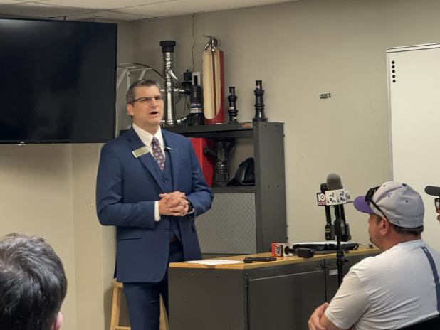Copperas Cove city manager Ryan Haverlah speaks during a Tuesday afternoon press conference.