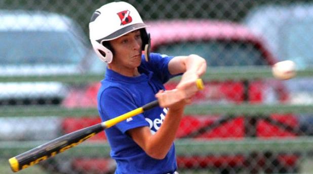 Colby Jost swings on a high fast ball during a Copperas Cove City League game on May 13. Jost was chosen as the number one overall selection in The United States Specialty Sports Association (USSSA) All American Team Midwest Region’s 12-under age group. He is one of six kids from Texas chosen for the team.