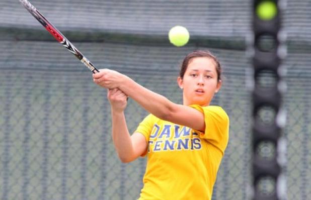Copperas Cove’s Alex Wilson hits a backhand shot during the District 8-5A tournament in Waco back in April. The girls are a combined 26-1 to start the 2014 season.