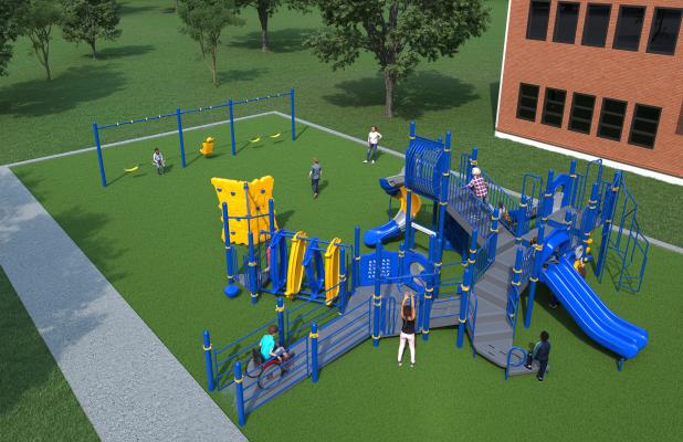 A rendering shows one of the playgrounds that will be installed at each CCISD elementary campus.