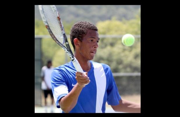 Copperas Cove’s Dominic Smith hits a forehand during quad play in August. Smith was 2-1 in both singles and doubles action this week.